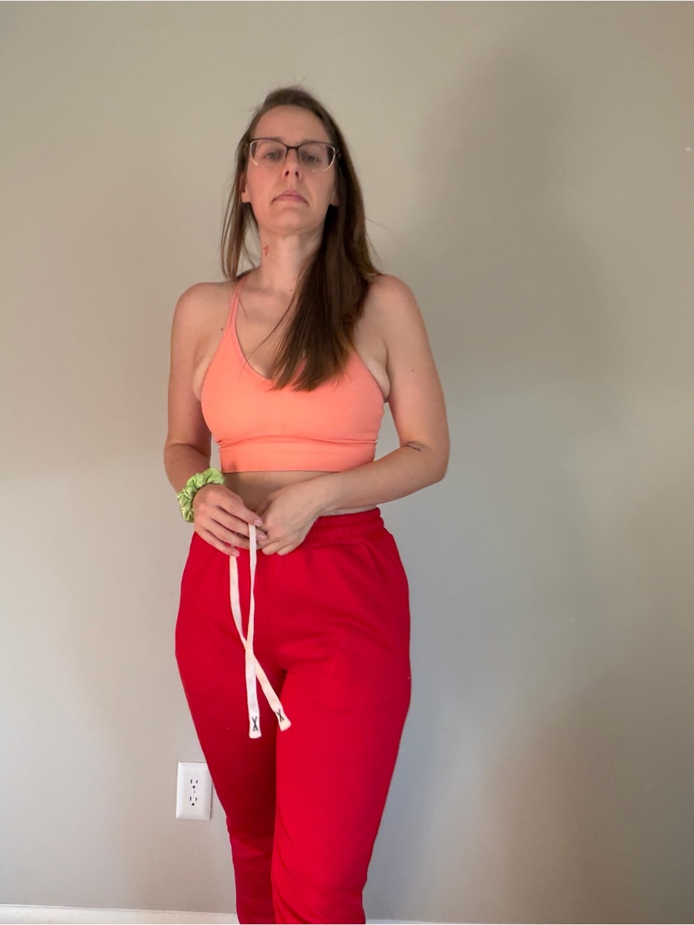 Red Drawstring Joggers - Women's Track Pants